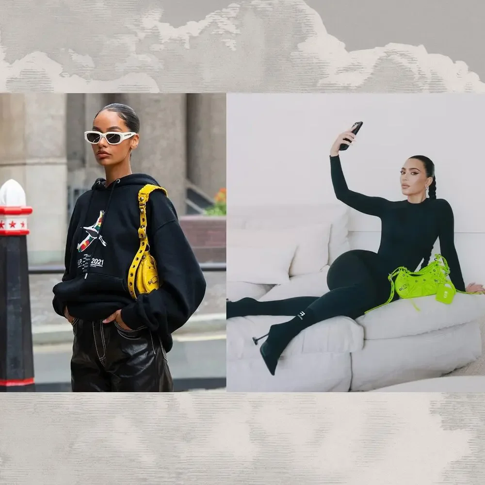 BALENCIAGA Le Cagole xs Orange Croc 2-way city giant hardware pop moto - Picture 6 of 11